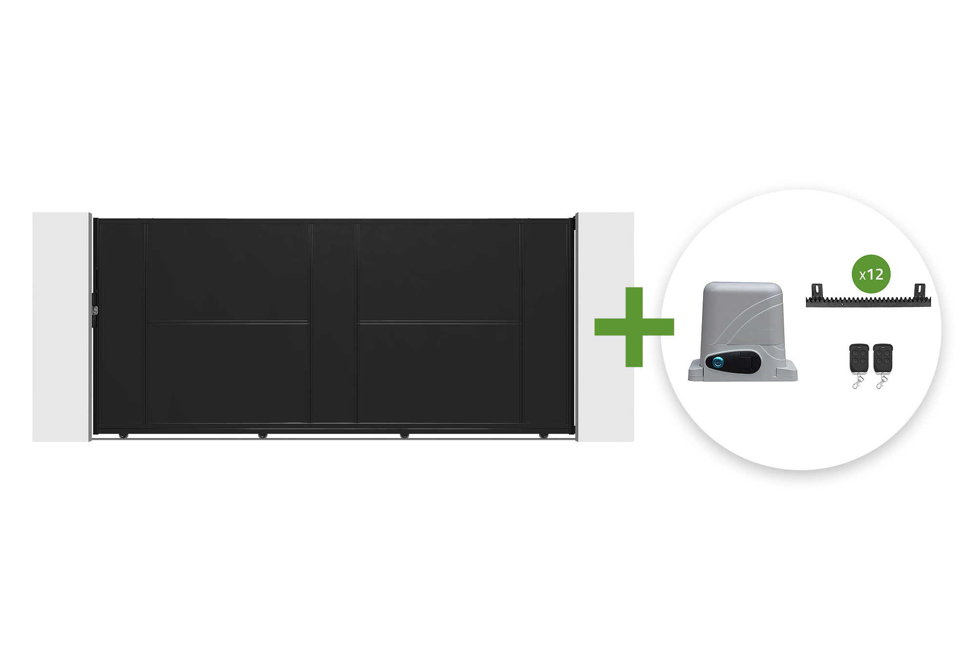 3,5 m oceľová posuvná brána NALI, výška 160 cm, čierna + motor RANGER C300