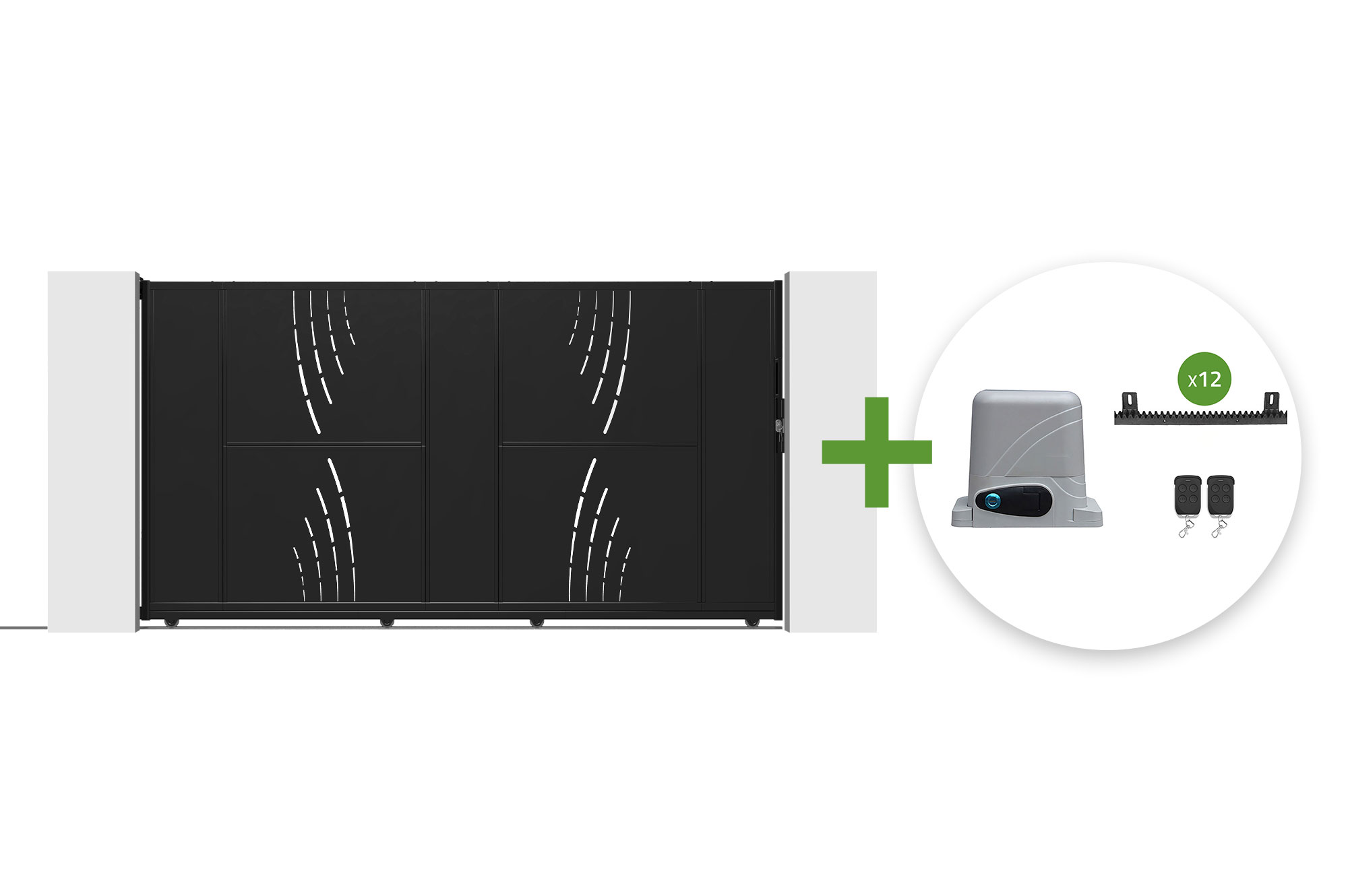 3,5m stål skydeport NALI VELETA H.160cm sort + RANGER C300 motor