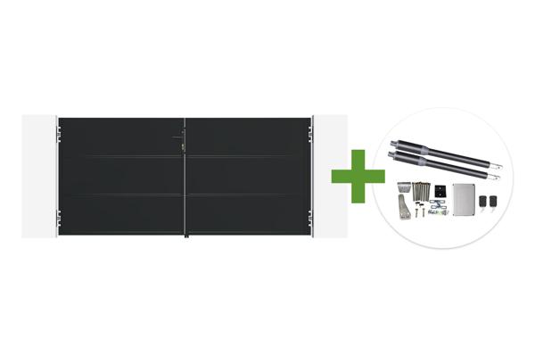 NALI 3 m Schwingtor aus mattschwarzem Stahl, 140 cm hoch + Ranger B150 Motor main image