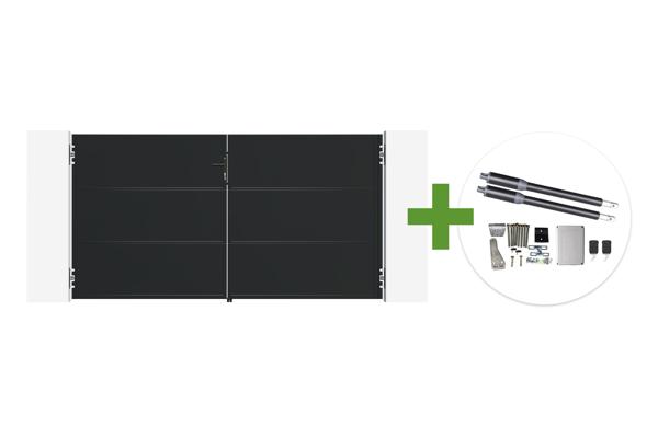 Portail battant acier noir mat 3m NALI H.160cm + moteur Ranger B150 main image