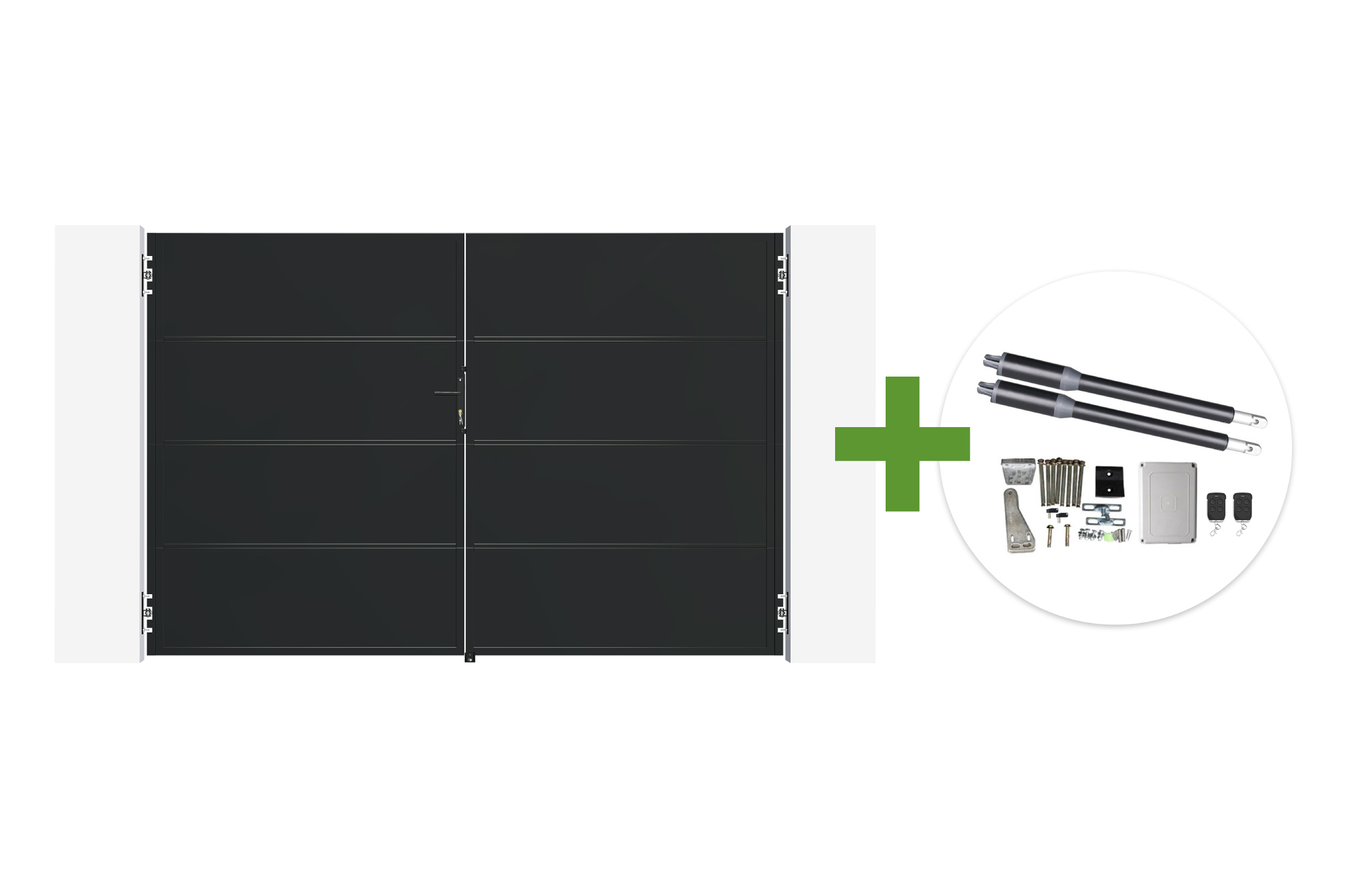 Portail battant acier noir mat 3m NALI H.200cm + moteur Ranger B150 main image