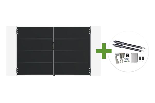 NALI 3m mattamusta teräksinen saranaportti, 200cm korkea + Ranger B150 -moottori main image