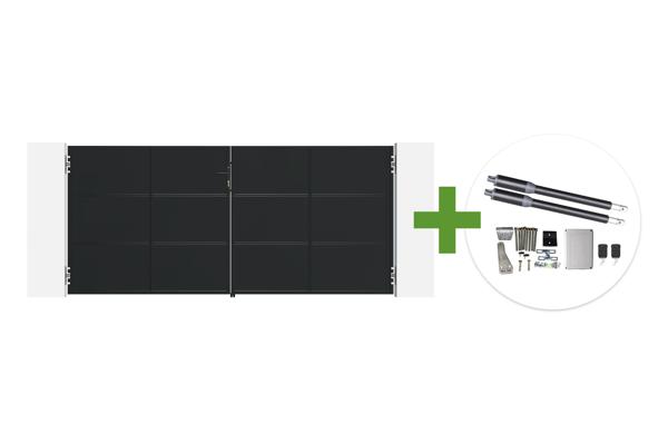 NALI 3,5 m Schwingtor aus mattschwarzem Stahl, 160 cm hoch + Ranger B150 Motor main image