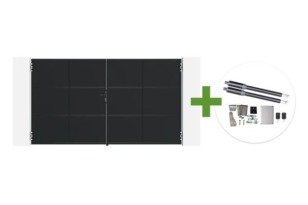 NALI 3,5 m Schwingtor aus mattschwarzem Stahl, 200 cm hoch + Ranger B150 Motor main image
