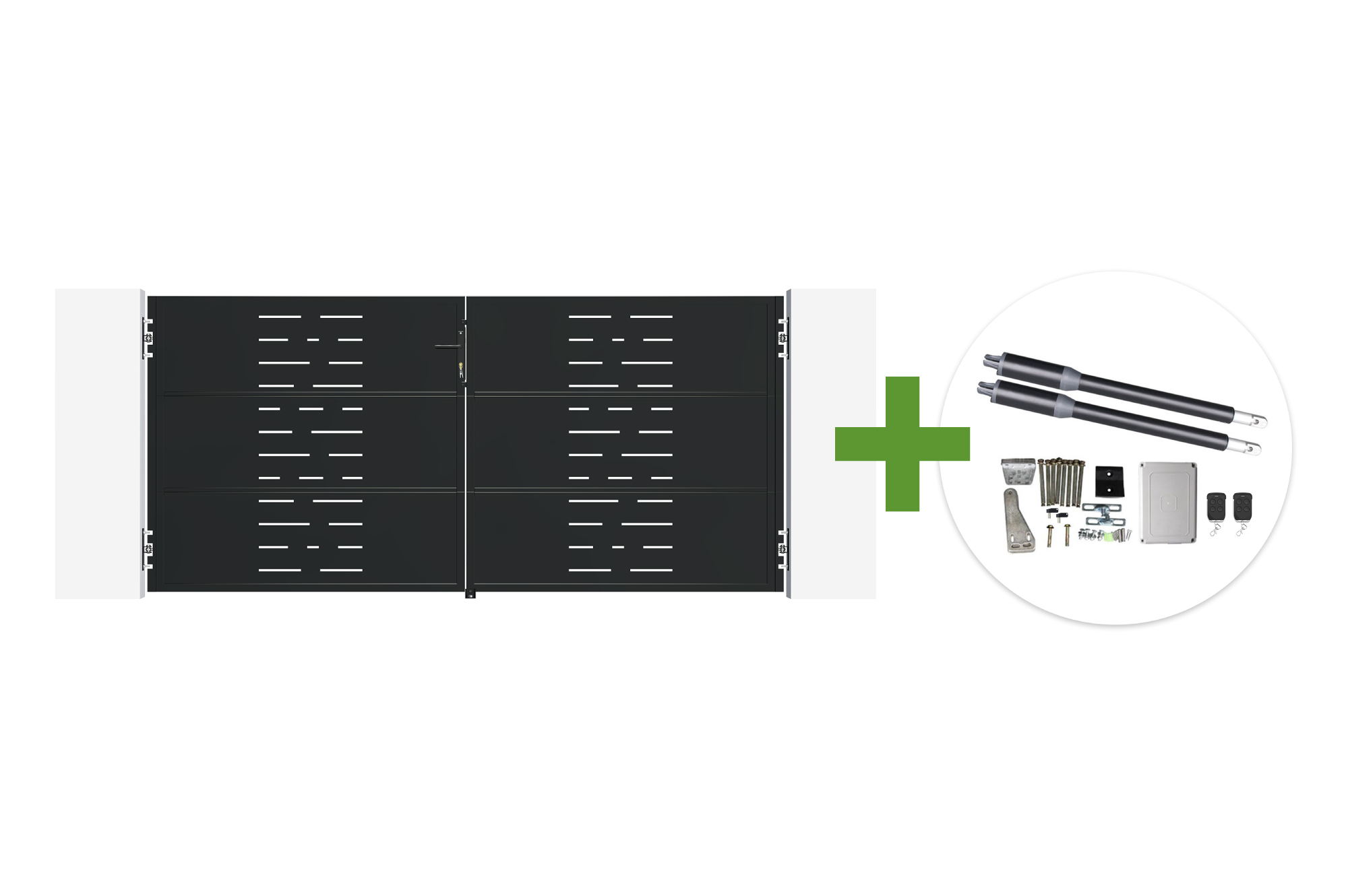 Portail battant acier noir mat 3m NALI ARLBERG H.140cm + moteur Ranger B150 main image