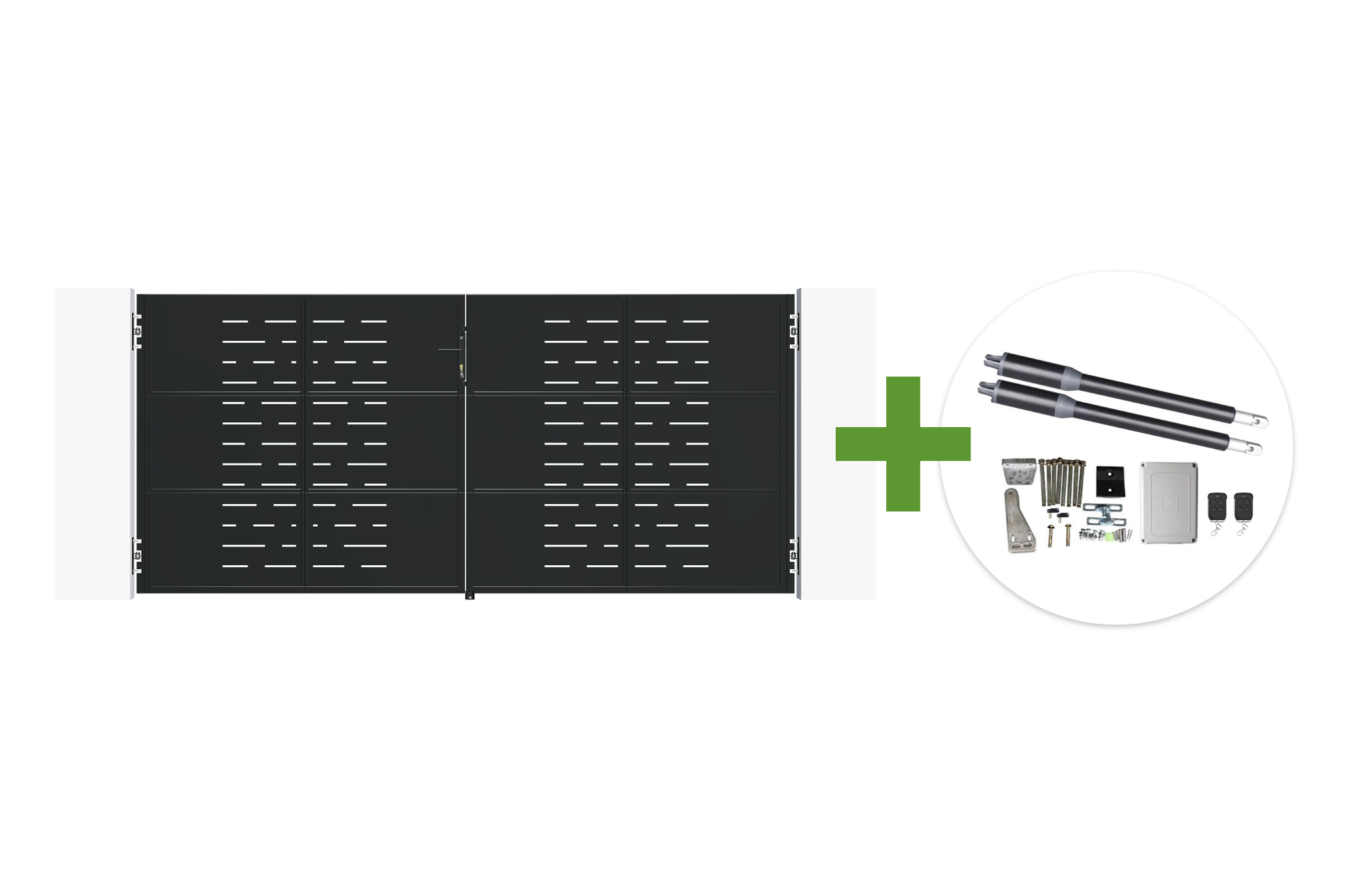 NALI ARLBERG 3,5 m mat crna čelična krilna vrata, visina 160 cm + motor Ranger B150 1