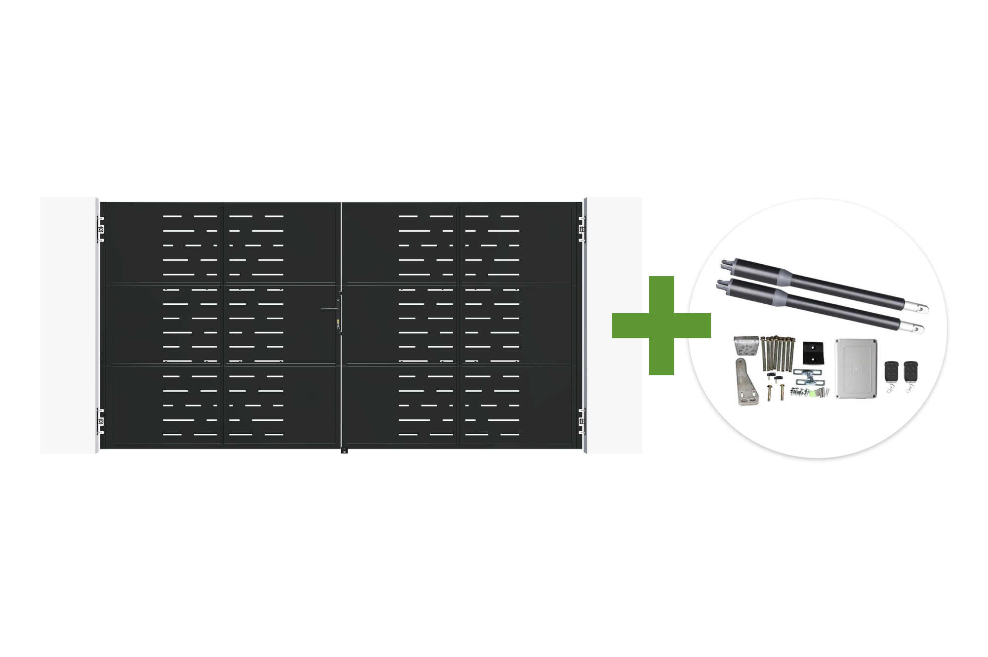 Poartă batantă NALI ARLBERG din oțel negru mat 3,5 m, înălțime 180 cm + motor Ranger B150 main image