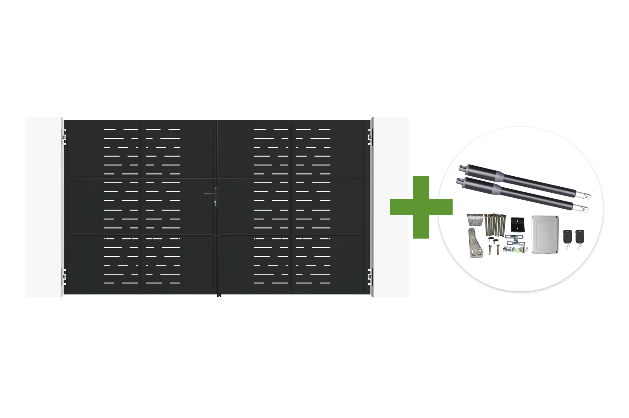 Oceľová krídlová brána NALI ARLBERG 3,5 m matná čierna, výška 200 cm + motor Ranger B150 main image