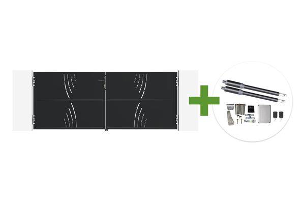 NALI VELETA 3 m Schwingtor aus mattschwarzem Stahl, 120 cm hoch + Ranger B150 Motor main image