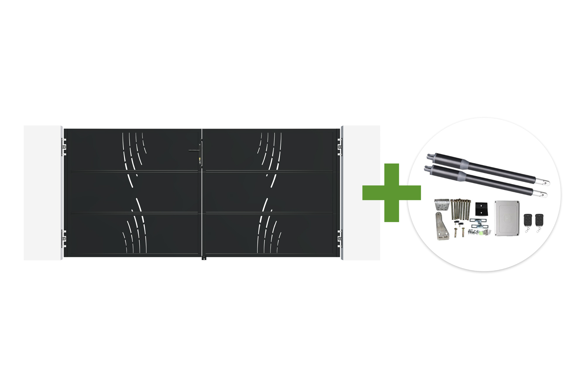 NALI VELETA 3m matzwart stalen draaipoort, 140cm hoog + Ranger B150 motor main image