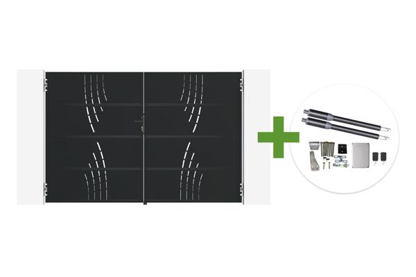 NALI VELETA 3m matsort stål svingport, 200cm høj + Ranger B150 motor main image