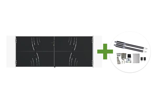 NALI VELETA 3,5 m breites, mattschwarzes Stahl-Schwingtor, 140 cm hoch + Ranger B150 Motor main image