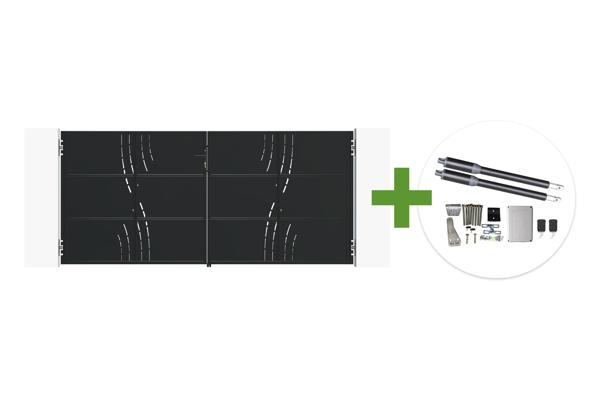 Portail battant acier noir mat 3,5m NALI VELETA H.160cm + moteur Ranger B150 main image