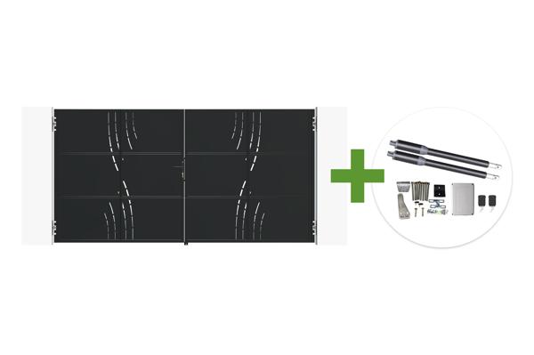 NALI VELETA 3,5 m mattamusta teräksinen saranaportti, 180 cm korkea + Ranger B150 -moottori main image