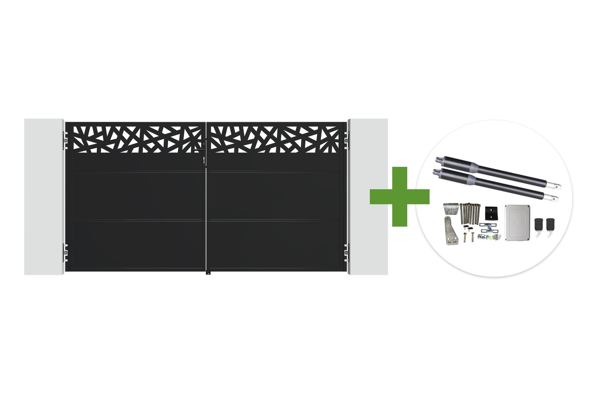 NALI RUIVO 3m mat crna čelična krilna vrata, visina 160 cm + motor Ranger B150 1