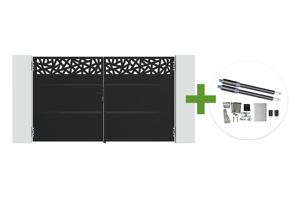 NALI RUIVO 3m matte black steel swing gate, 180cm high + Ranger B150 motor main_image