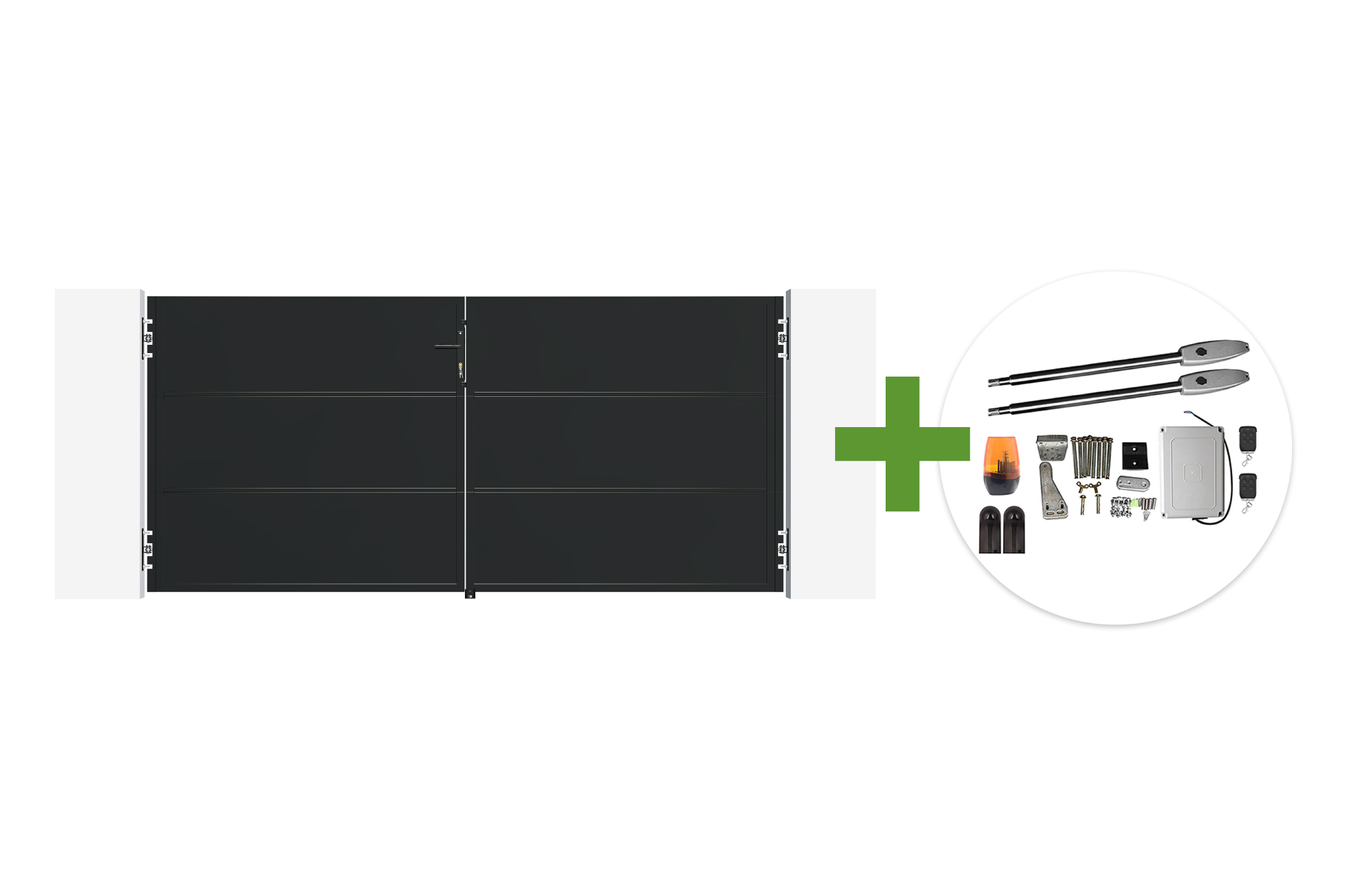 Portail battant acier noir mat 3m NALI H.140cm + moteur Tanker B250 main image