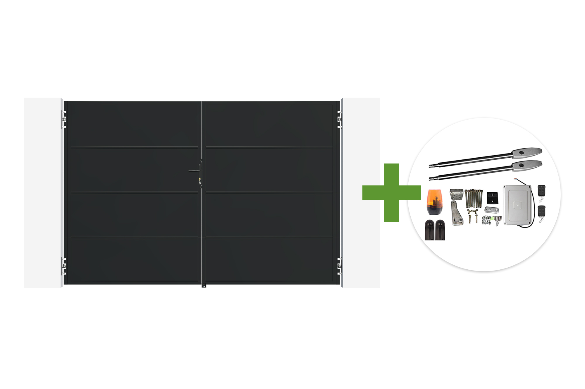 Portail battant acier noir mat 3m NALI H.200cm + moteur Tanker B250 main image