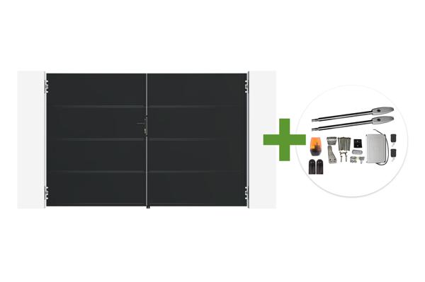 NALI 3m mattamusta teräksinen saranaportti, 200cm korkea + Tanker B250 -moottori main image
