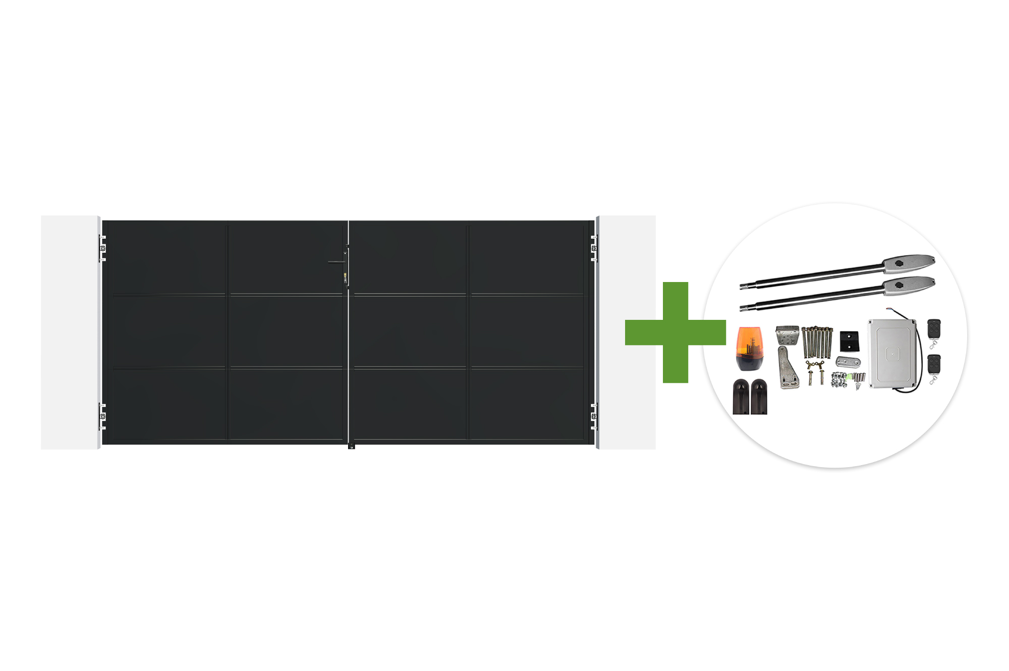 Portão basculante NALI de aço preto fosco de 3,5 m, 160 cm de altura + motor Tanker B250 main image