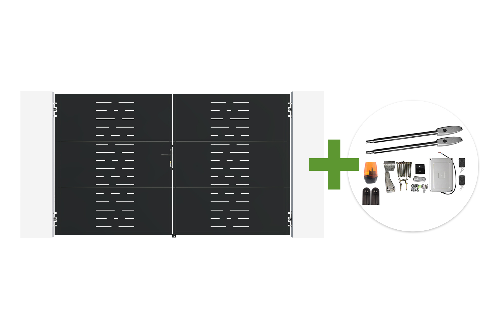 NALI ARLBERG Ατσάλινη ανοιγόμενη πύλη 3 μέτρων, ματ μαύρη, ύψους 180cm + κινητήρας Tanker B250 1