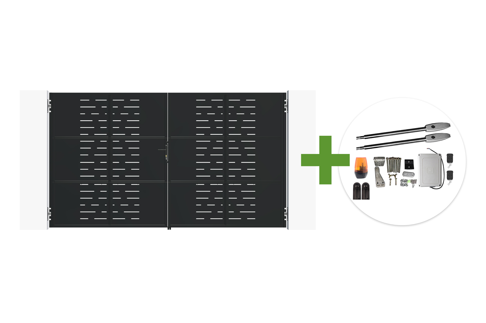 Oceľová krídlová brána NALI ARLBERG 3,5 m matná čierna, výška 200 cm + motor Tanker B250 main image