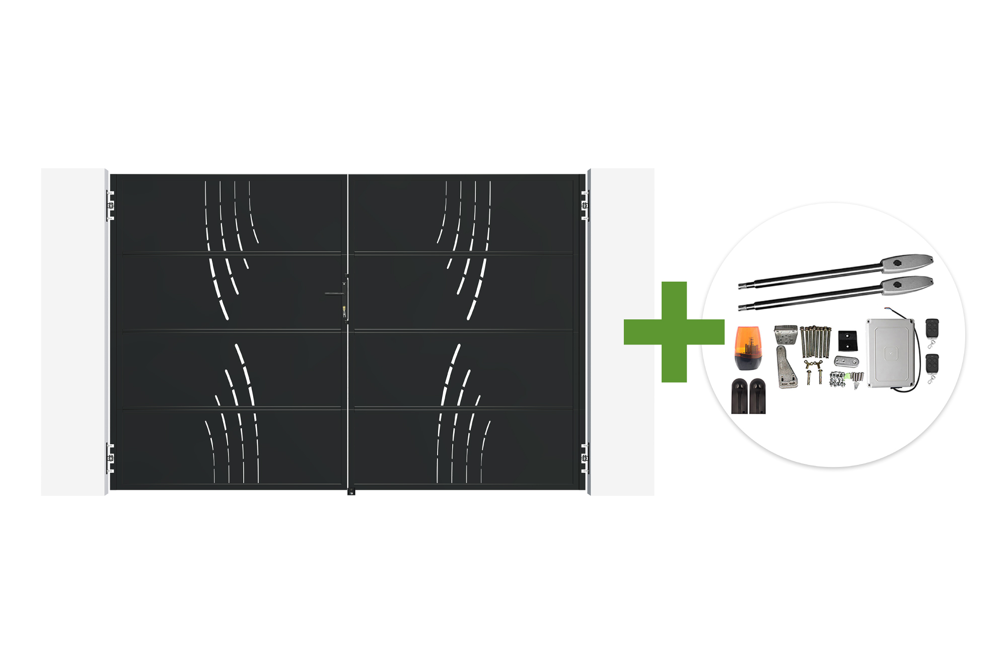 Oceľová krídlová brána NALI VELETA 3m matná čierna, výška 200 cm + motor Tanker B250 main image
