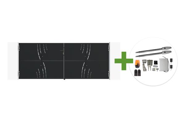 NALI VELETA 3,5 m breites, mattschwarzes Stahl-Schwingtor, 140 cm hoch + Tanker B250 Motor main image