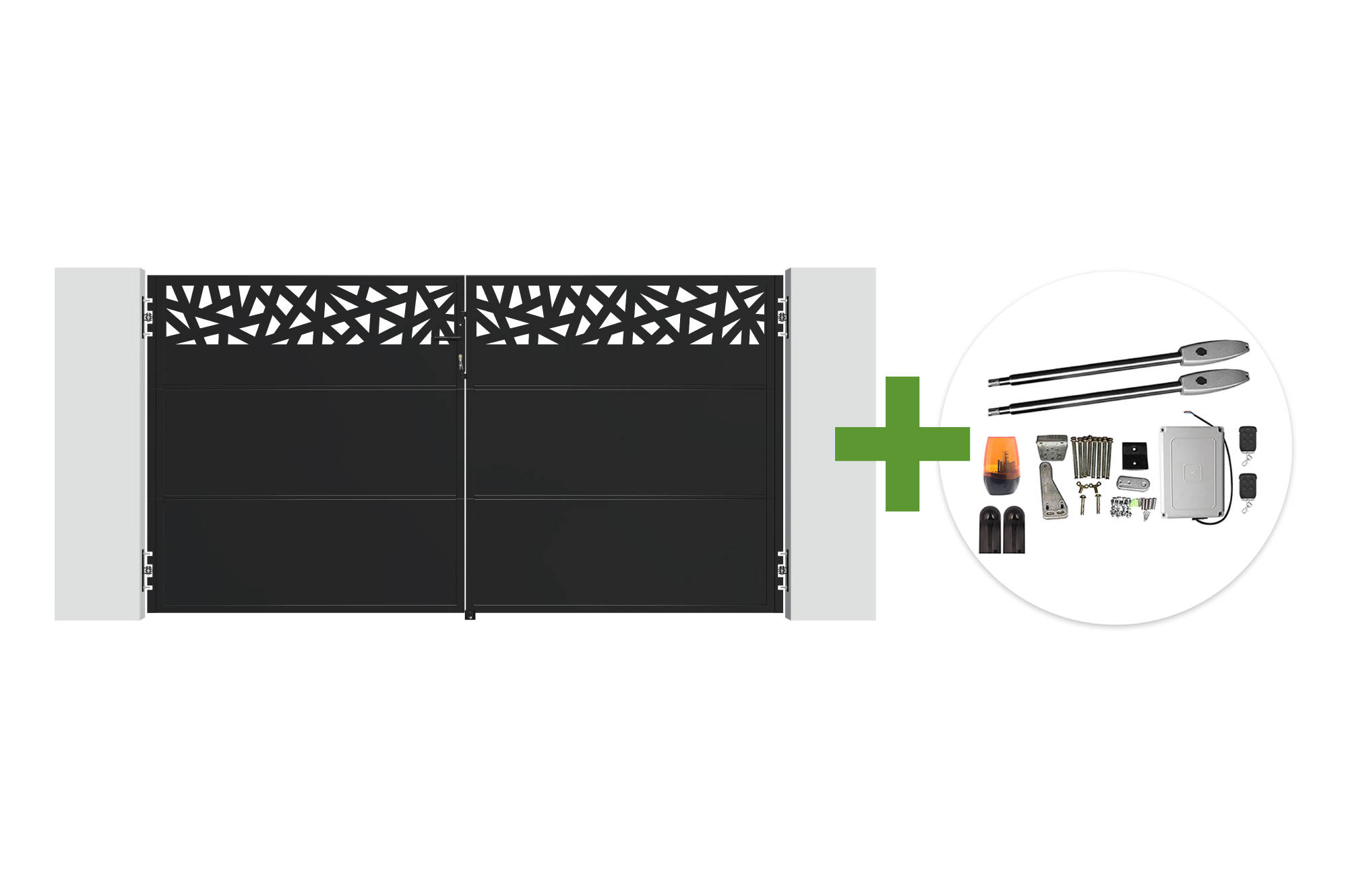 NALI RUIVO Ατσάλινη ανοιγόμενη πόρτα 3 μέτρων, ματ μαύρη, ύψους 160cm + κινητήρας Tanker B250 1