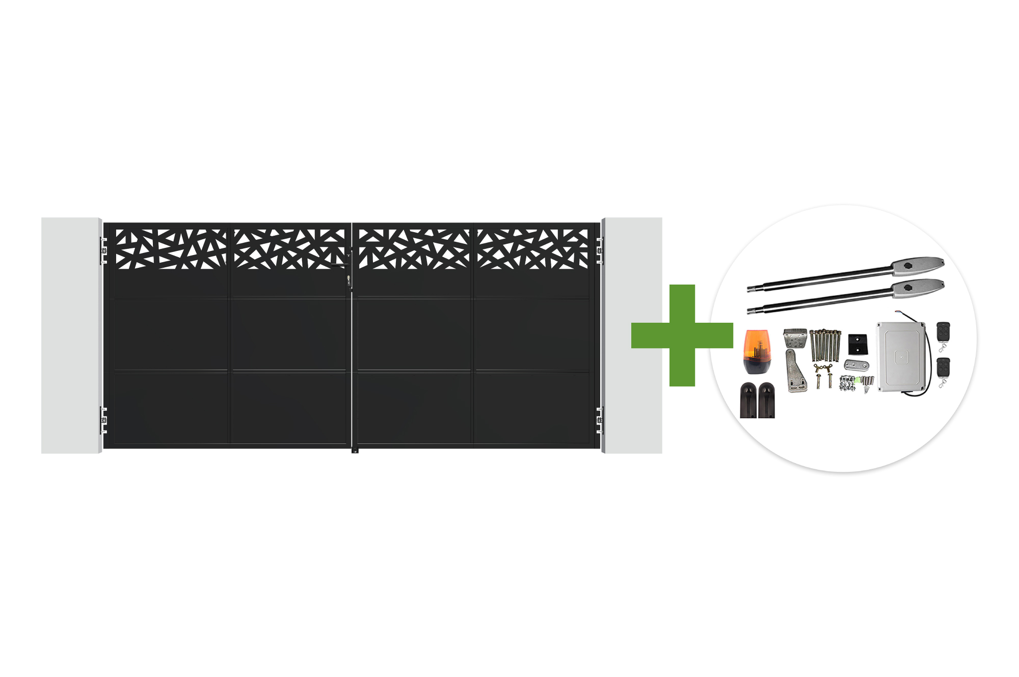 NALI RUIVO Ατσάλινη ανοιγόμενη πόρτα 3,5 μέτρων σε ματ μαύρο χρώμα, ύψος 160cm + κινητήρας Tanker B250 1