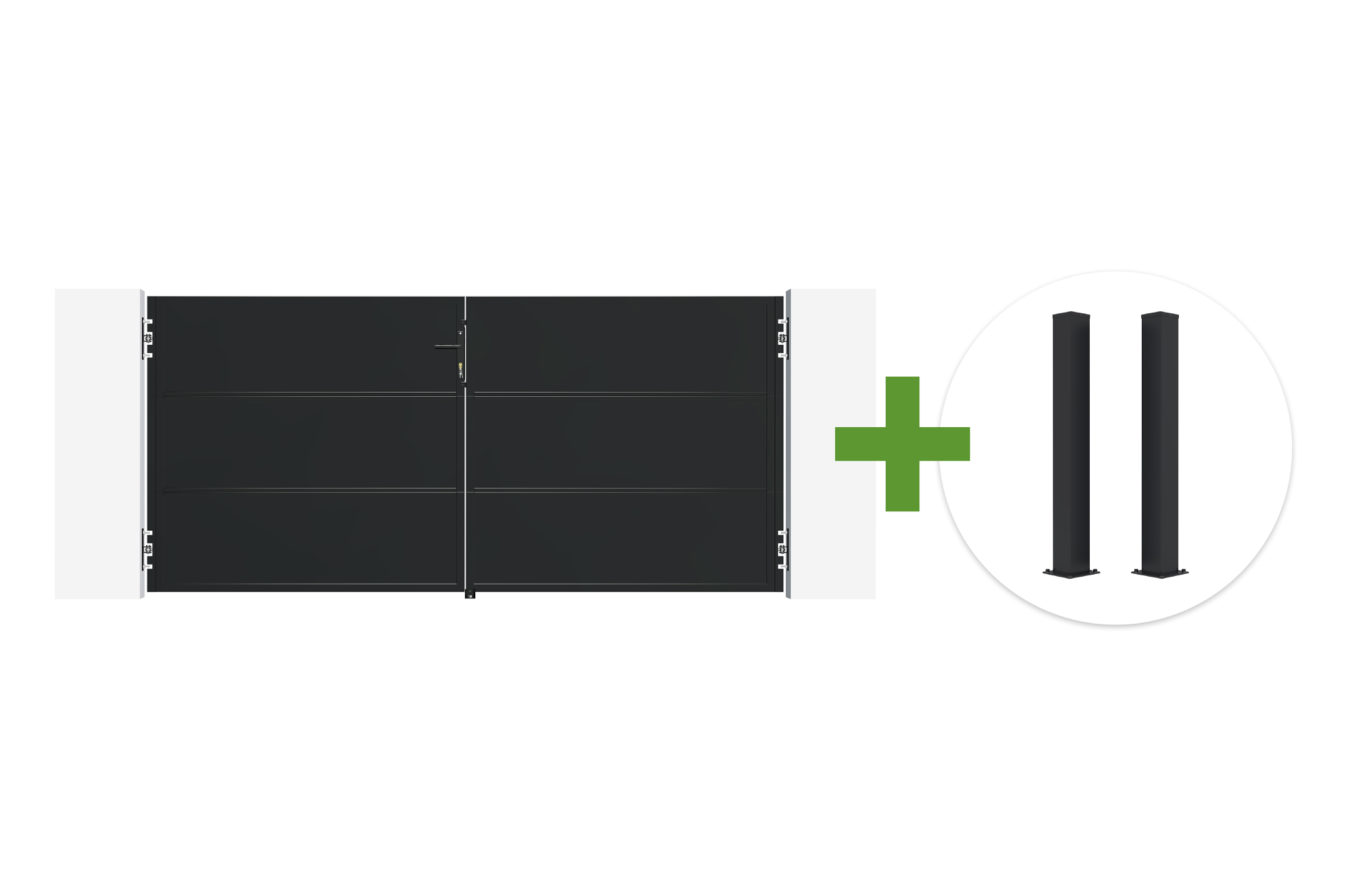 Portail battant acier noir mat 3m NALI H.140cm + 2 poteaux 10x10 acier CARMO main image