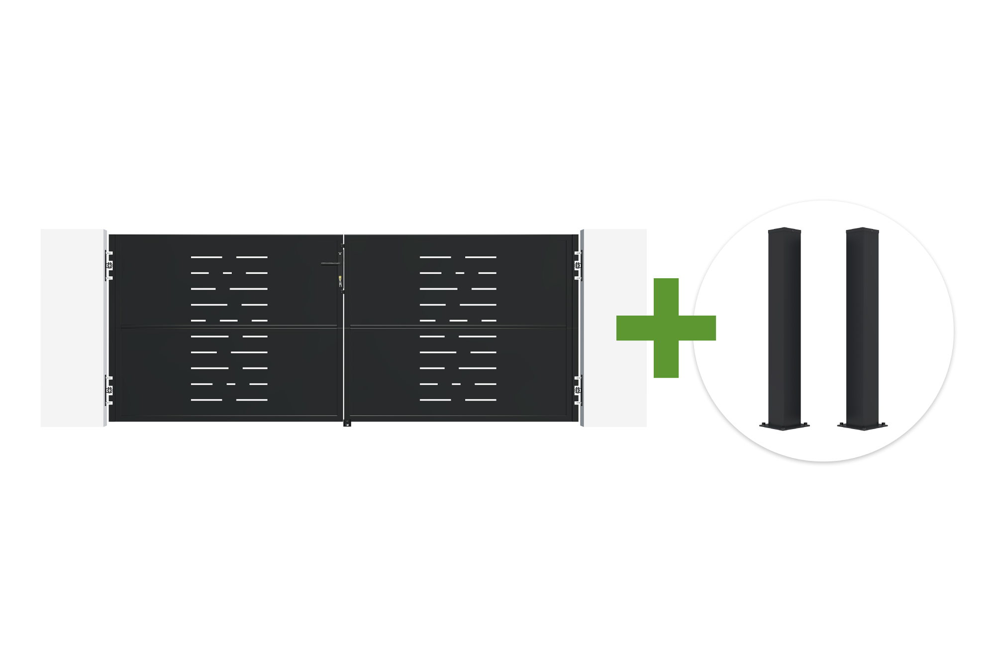 NALI ARLBERG 3 m matēti melni tērauda veramie vārti (augstums 120 cm) + 2 CARMO 10x10 tērauda stabi main image