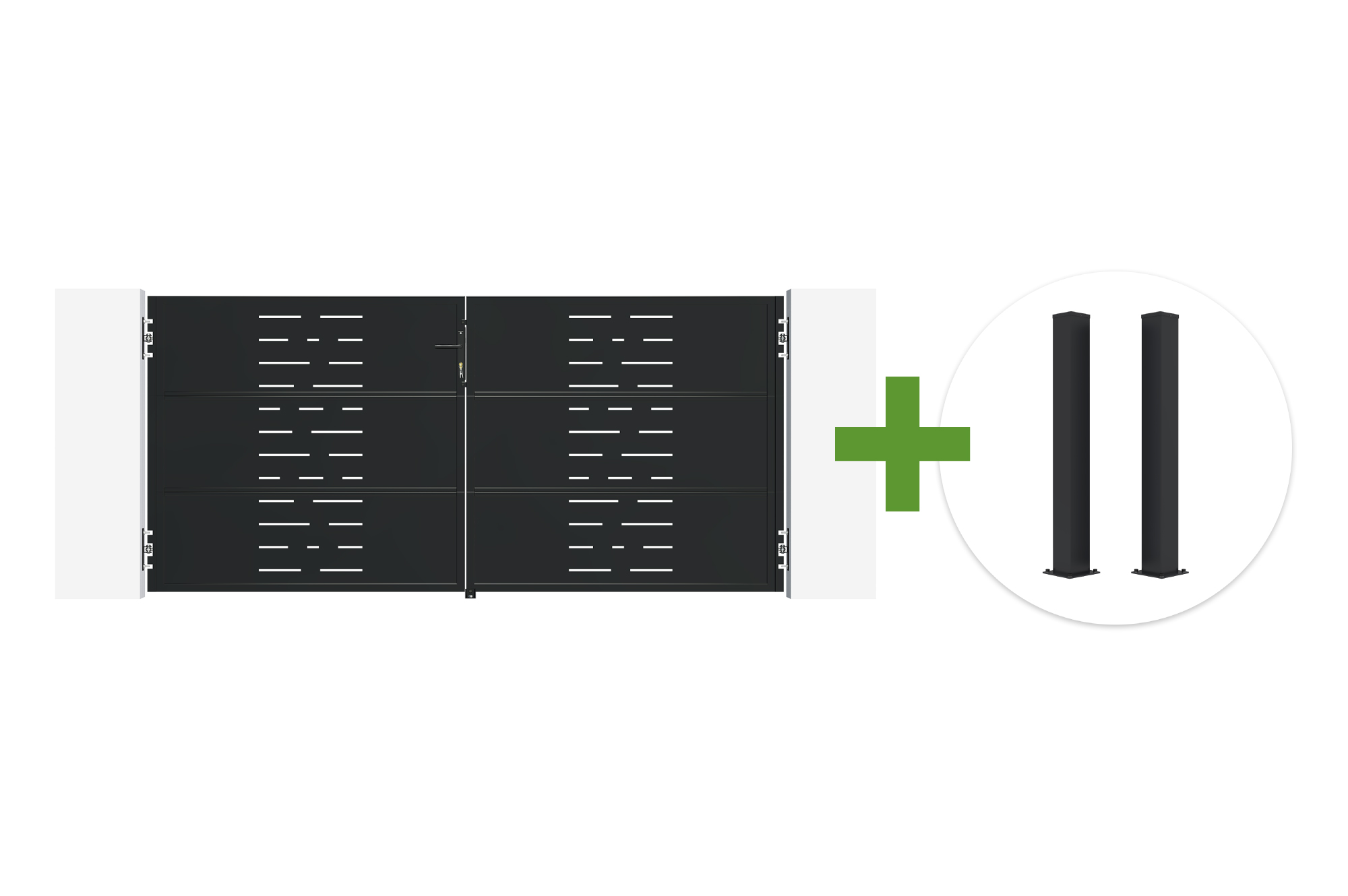 Portail battant acier noir mat 3m NALI ARLBERG H.140cm + 2 poteaux 10x10 acier CARMO main image