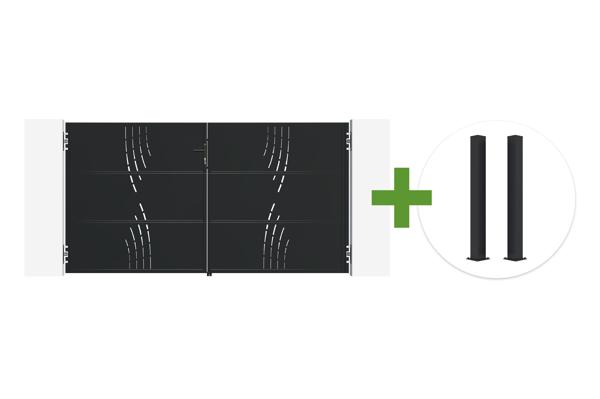 NALI VELETA 3m Matte Black Steel Swing Gate (H.160cm) + 2 CARMO 10x10 Steel Posts main image