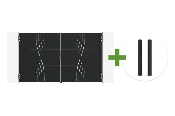 Brama skrzydłowa NALI VELETA 3m matowa czarna stalowa (wys. 180 cm) + 2 słupki stalowe CARMO 10x10 main image