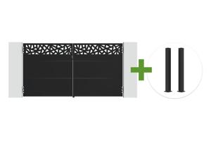 NALI RUIVO 3m Matte Black Steel Swing Gate, 160cm High + 2 CARMO 10x10 Steel Posts main_image