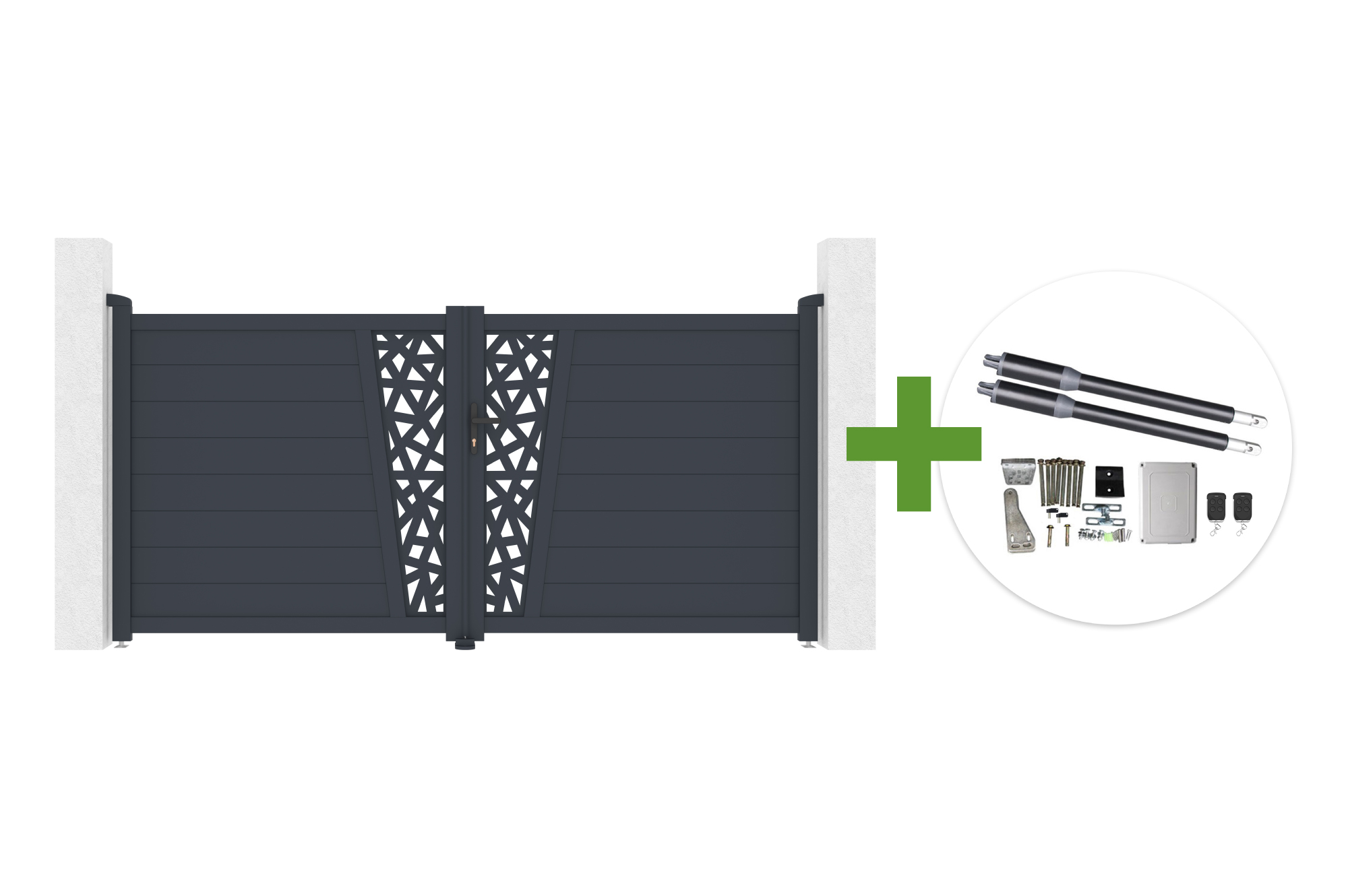 Krídlová brána 3m CERVINA RUIVO V.140cm sivý hliník + motor RANGER B150 main image