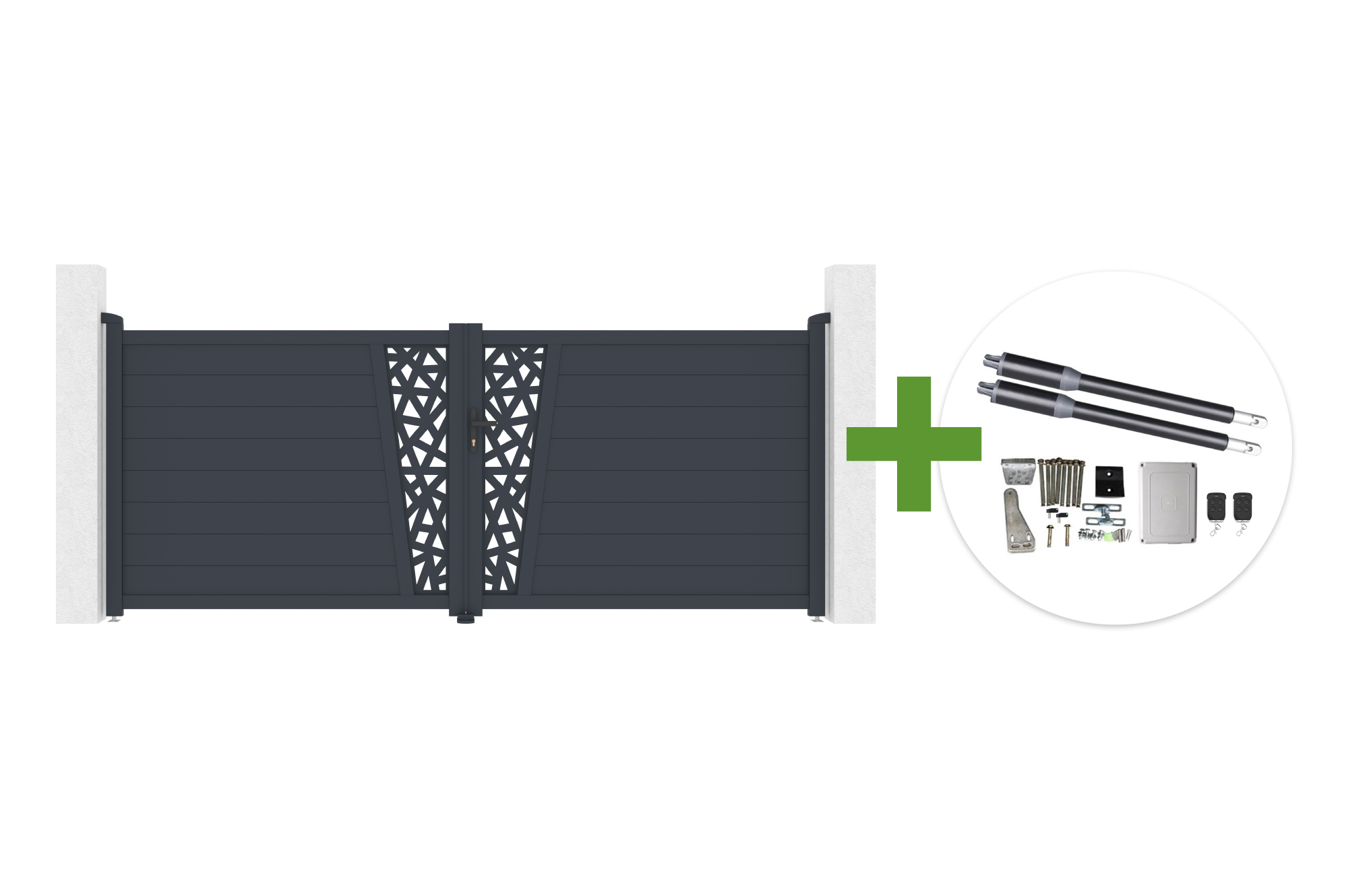 Swing gate 3.5m CERVINA RUIVO H.140cm gray aluminum + RANGER B150 engine main image