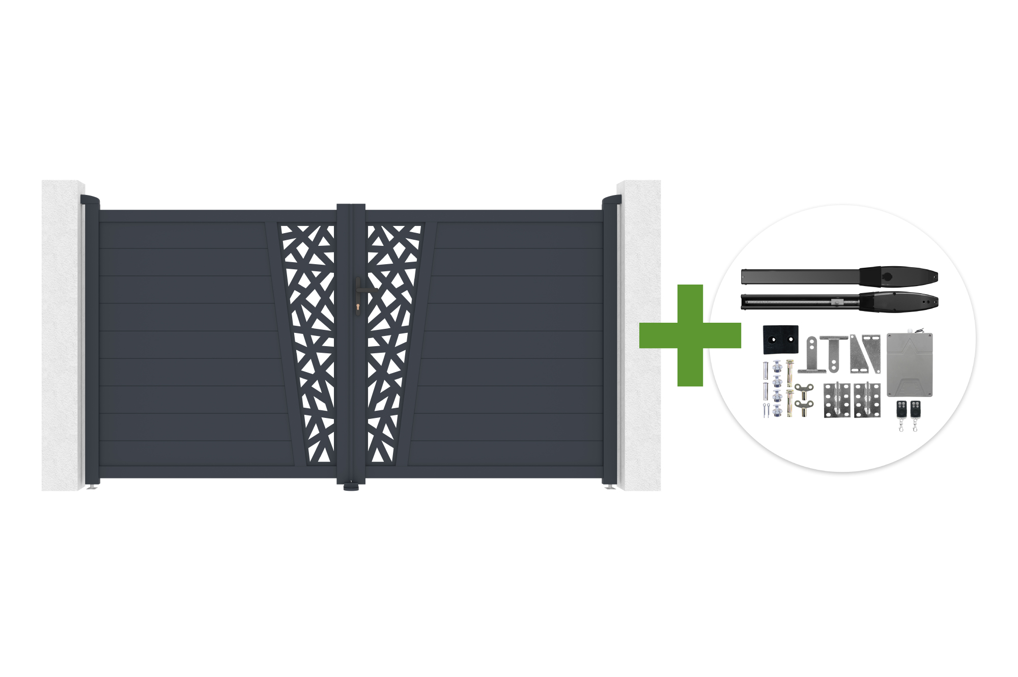 Veramie vārti 3m CERVINA RUIVO A.160cm pelēks alumīnijs + HICKER B200 motors main image