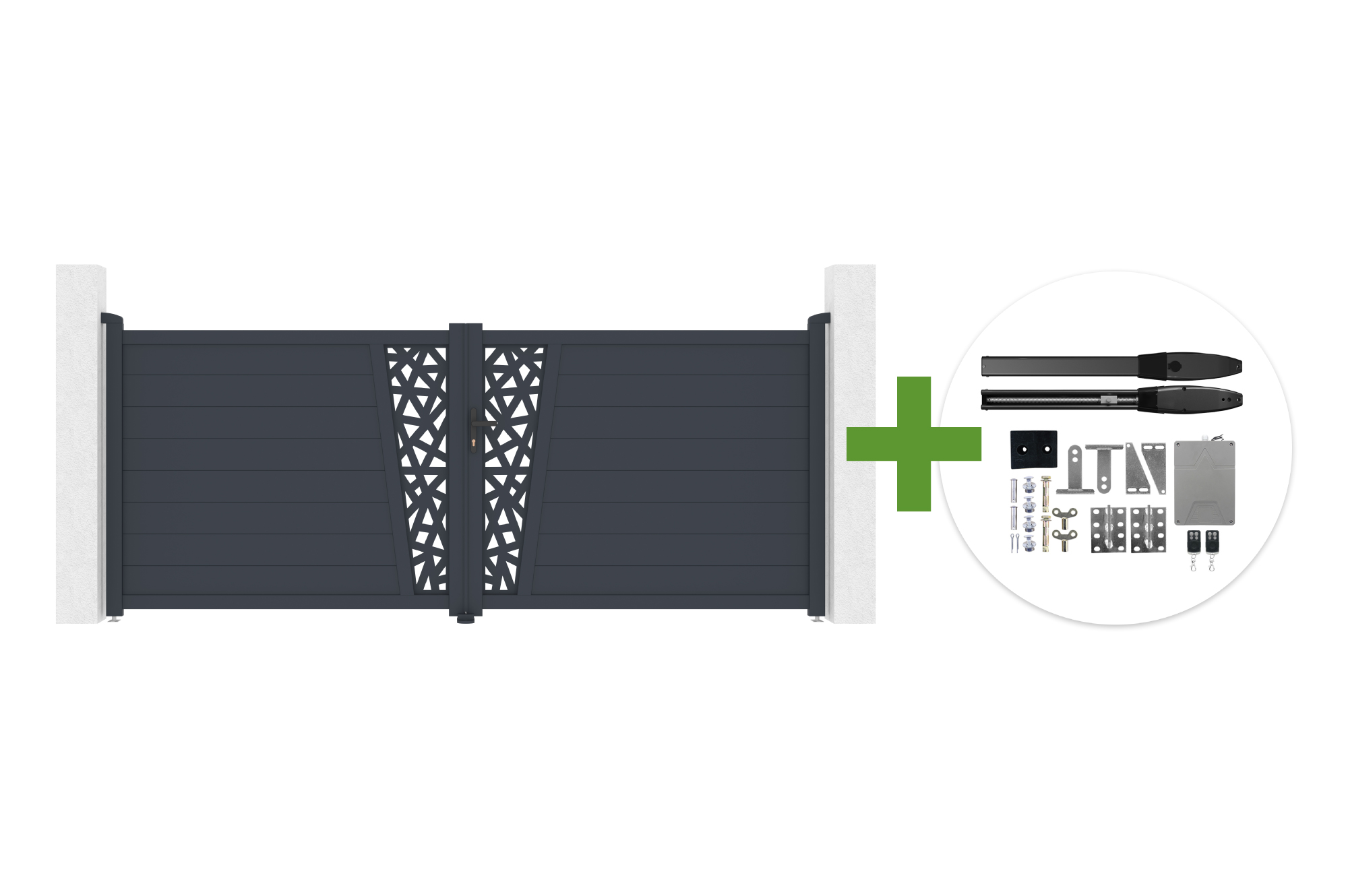 Swing gate 3.5m CERVINA RUIVO H.140cm gray aluminum + HICKER B200 motor main image
