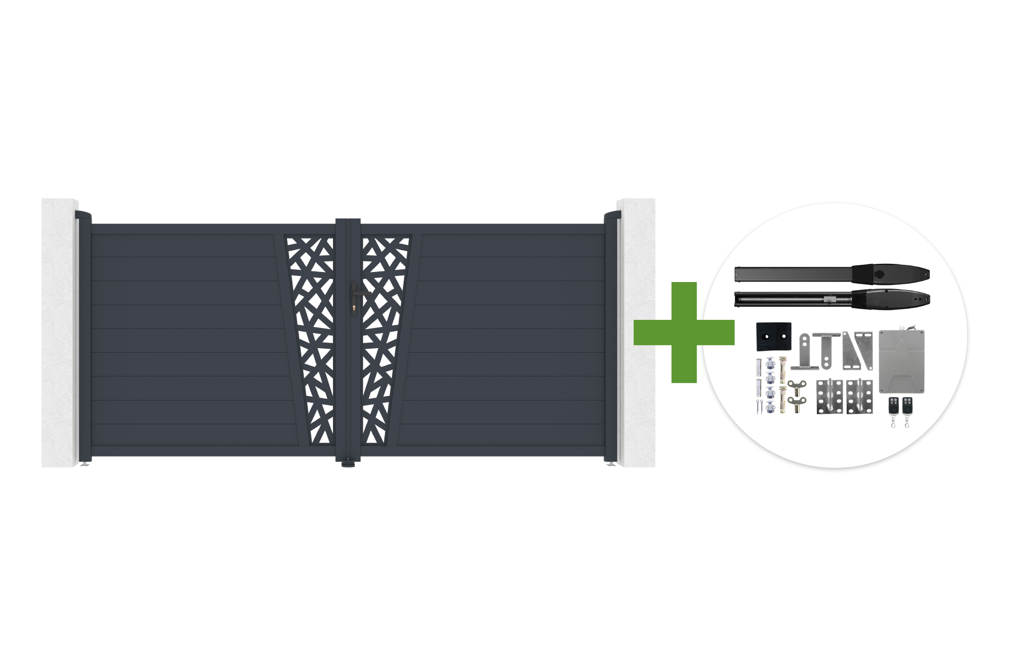 Swing gate 3.5m CERVINA RUIVO H.160cm gray aluminum + HICKER B200 motor main_image