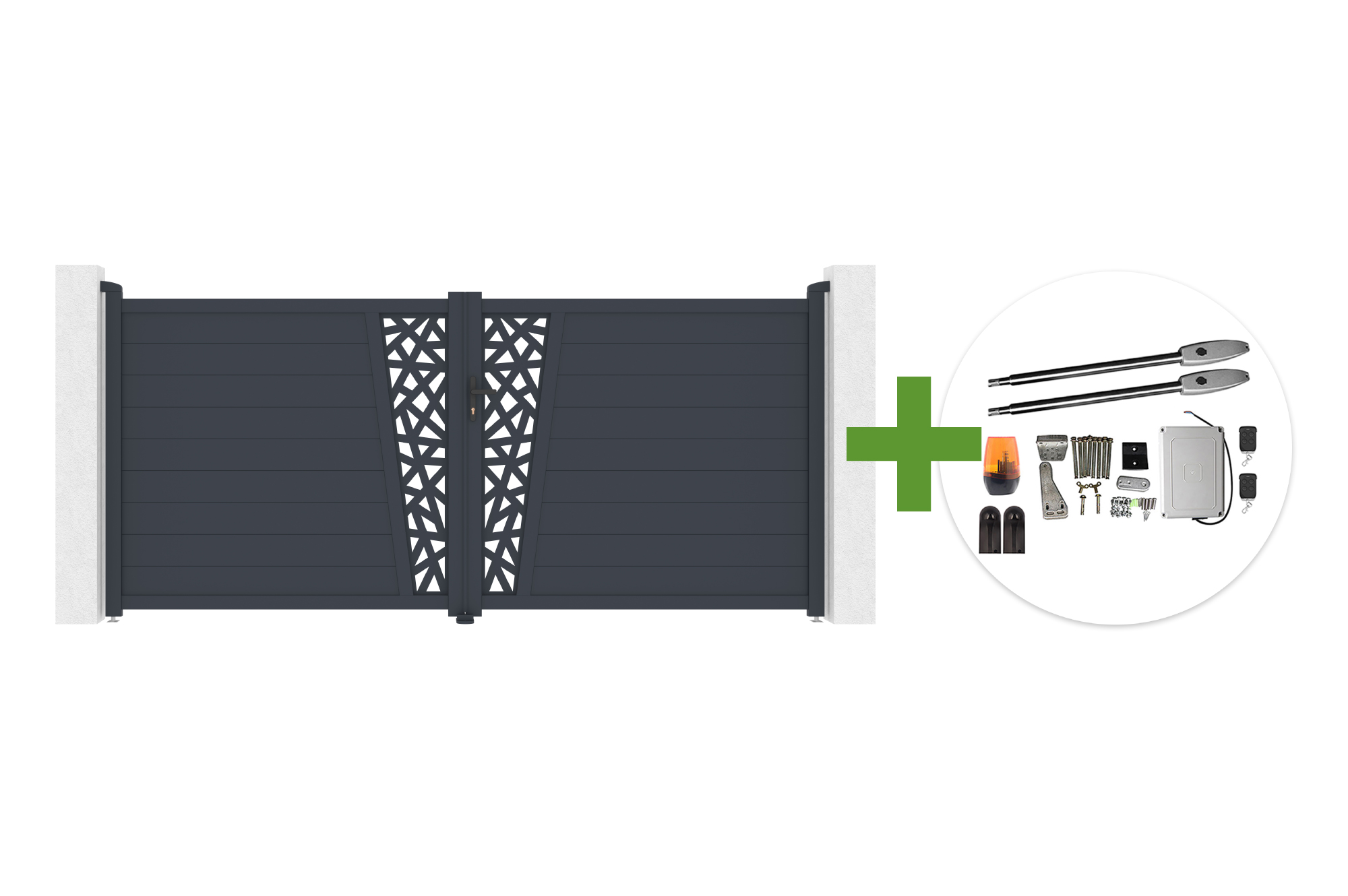 Křídlová brána 3,5 m CERVINA RUIVO v. 160 cm šedý hliník + motor TANKER B250 main_image