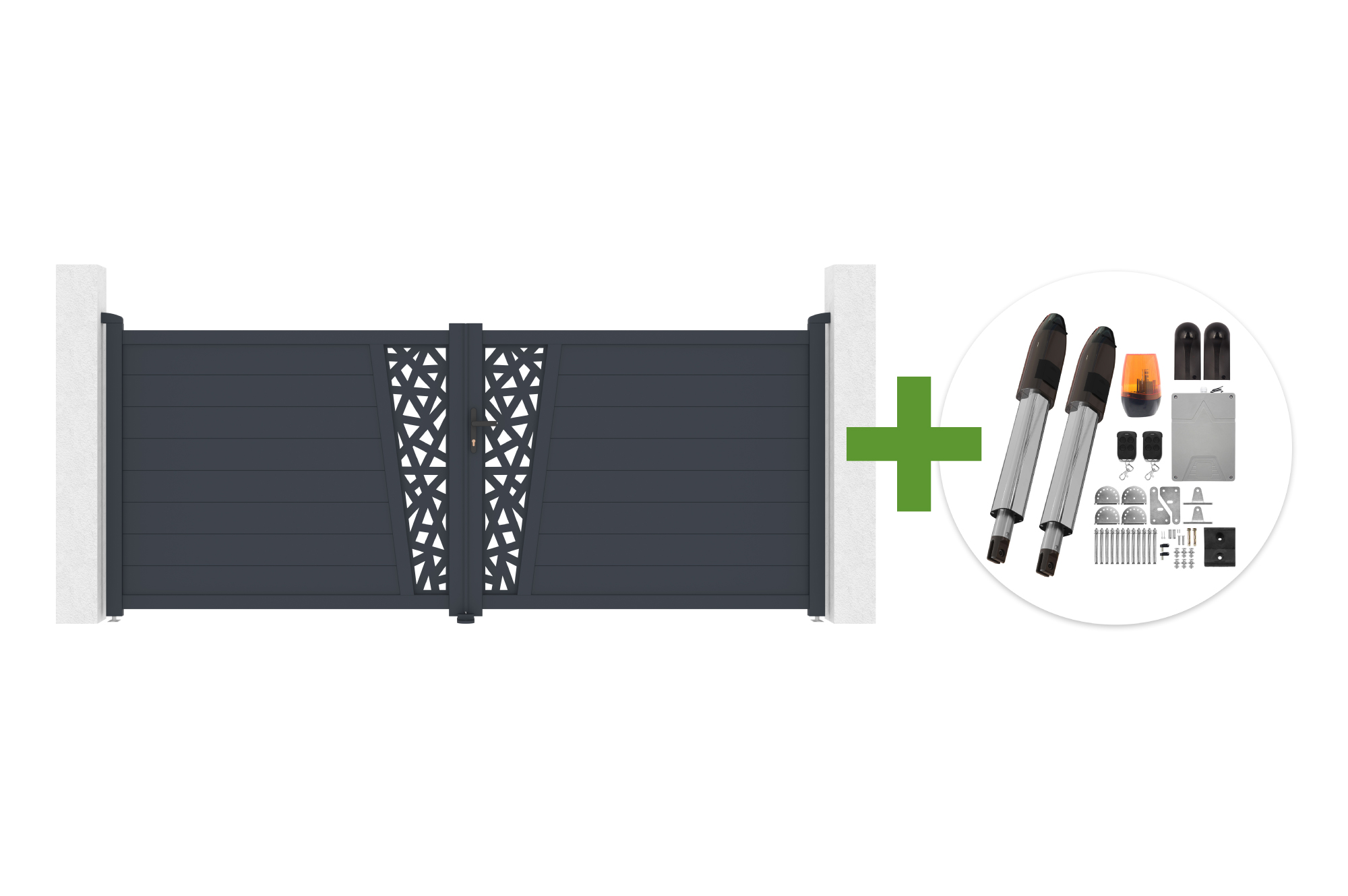 Swing gate 3.5m CERVINA RUIVO H.140cm gray aluminum + TANKER B700 motor main image