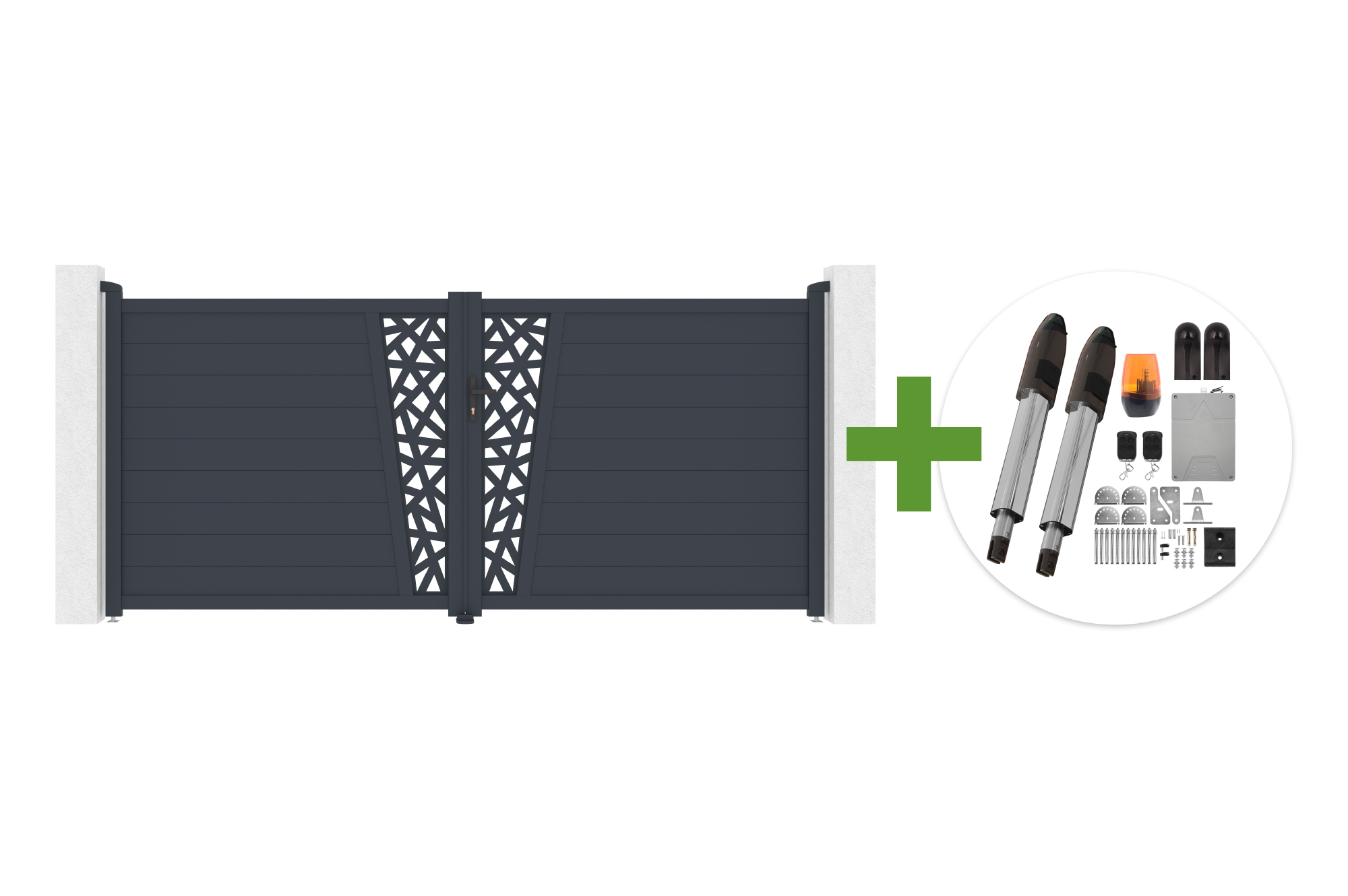 Křídlová brána 3,5m CERVINA RUIVO H.160cm šedý hliník + TANKER B700 motor main_image