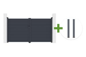 CALANCIA 3m H.160cm grey aluminum swing gate + 2 EIFEL 15x15cm H.190cm posts main_image