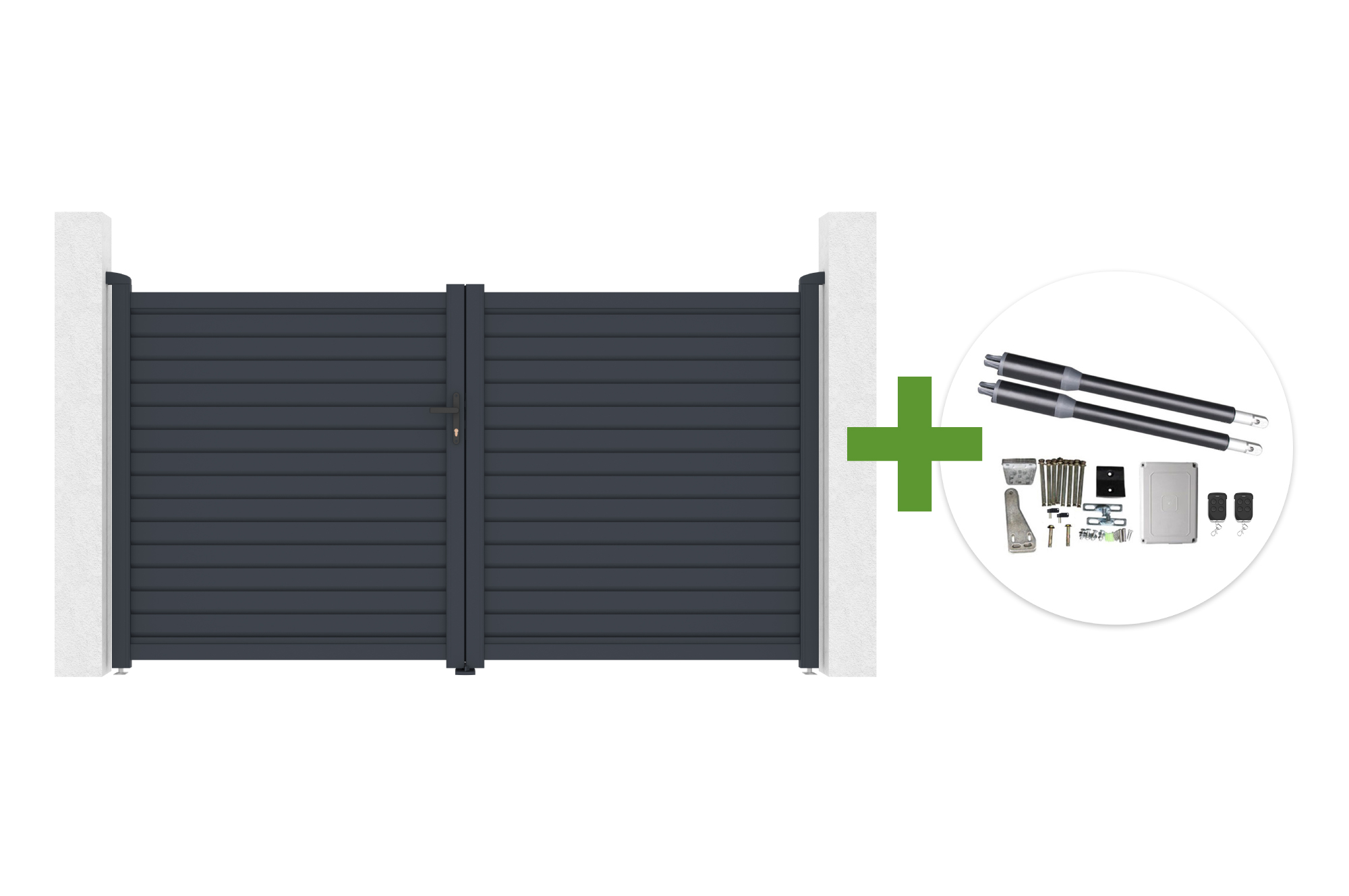 CALANCIA 3m H.160cm grå aluminium svänggrind + RANGER B150 motor main image