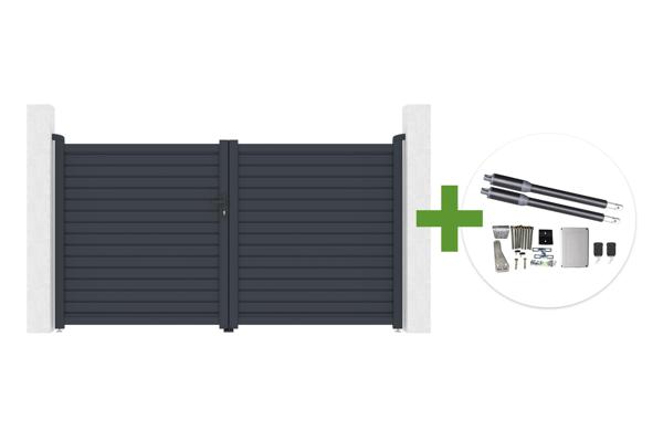 CALANCIA 3 m H. 160 cm graues Aluminium-Schwingtor + RANGER B150 Motor main image