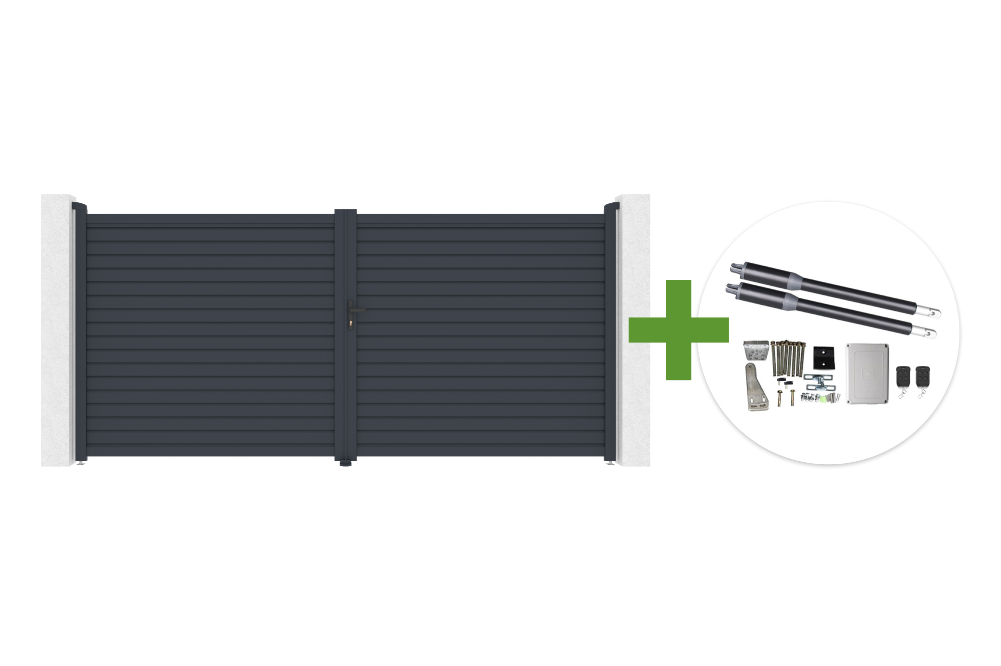 CALANCIA 4m augstumā 180cm veramie vārti, pelēks alumīnijs + RANGER B150 motors main image