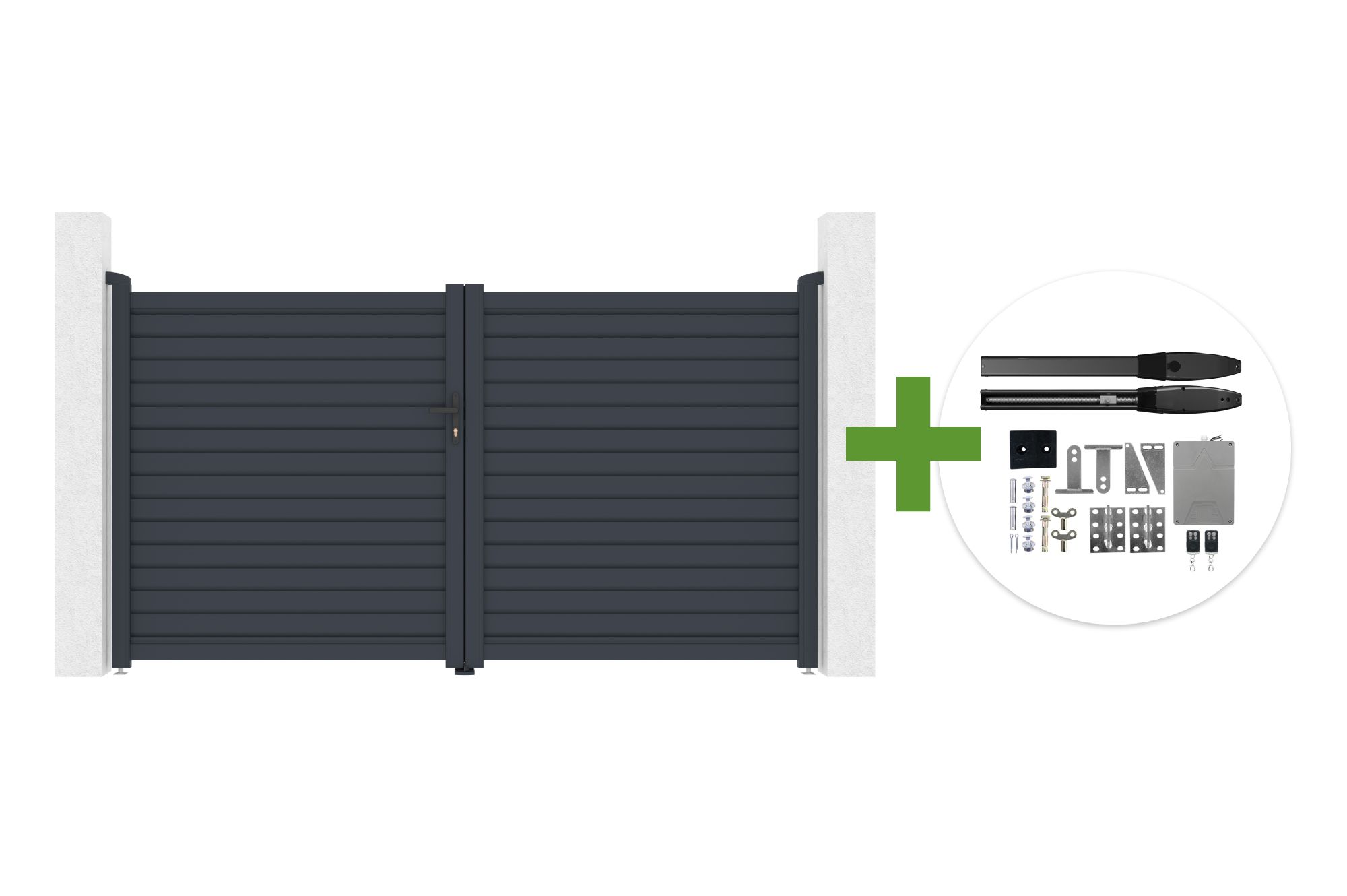 CALANCIA 3m H.160cm svänggrind, grå aluminium + HIKER B200 motor main image