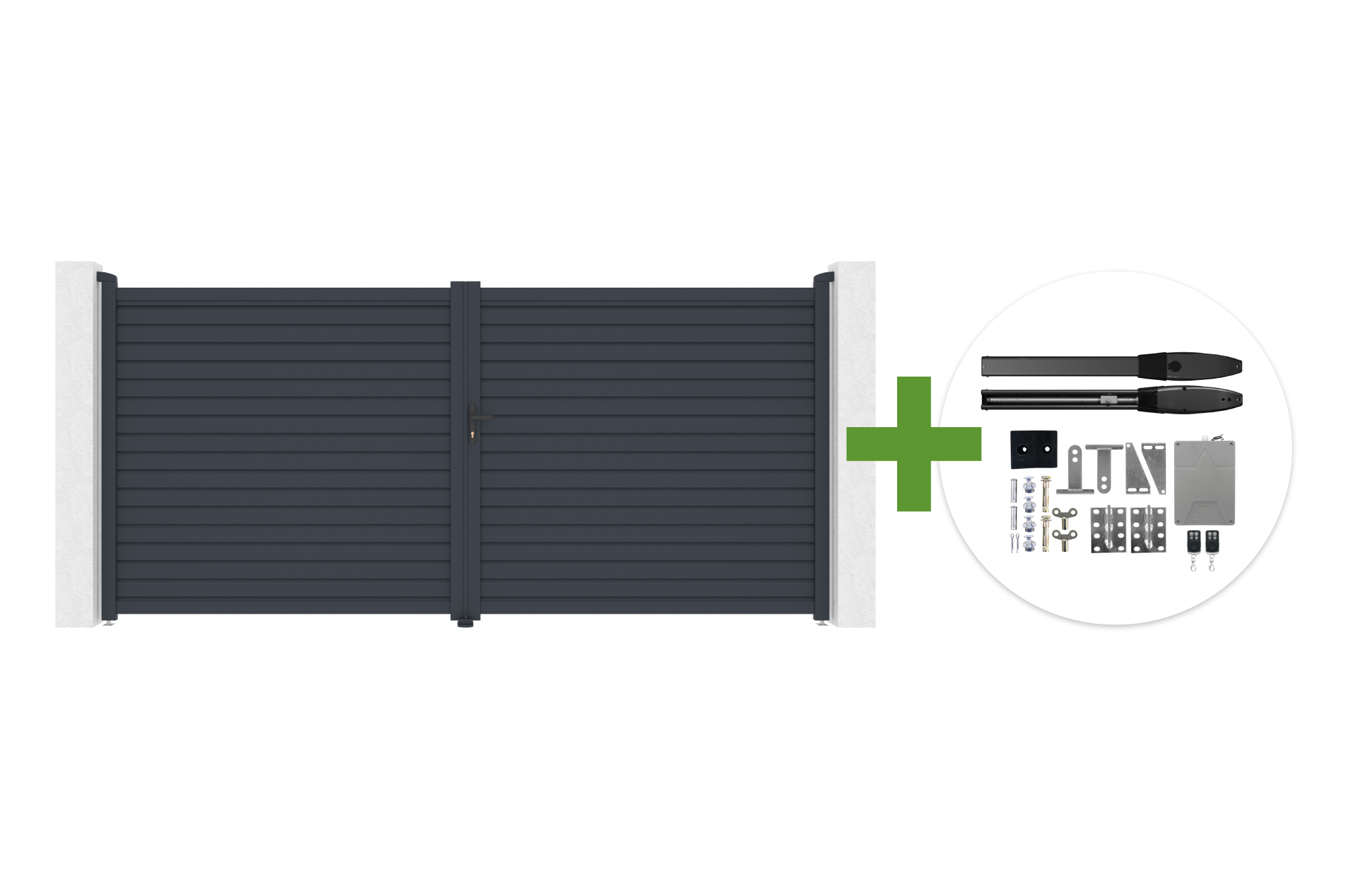 CALANCIA 4m augstuma, 180cm veramie vārti, pelēks alumīnijs + HIKER B200 motors main image